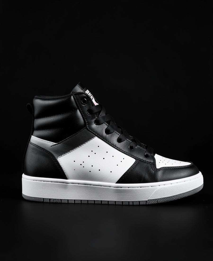 Monochrome High — Panelled black and white leather